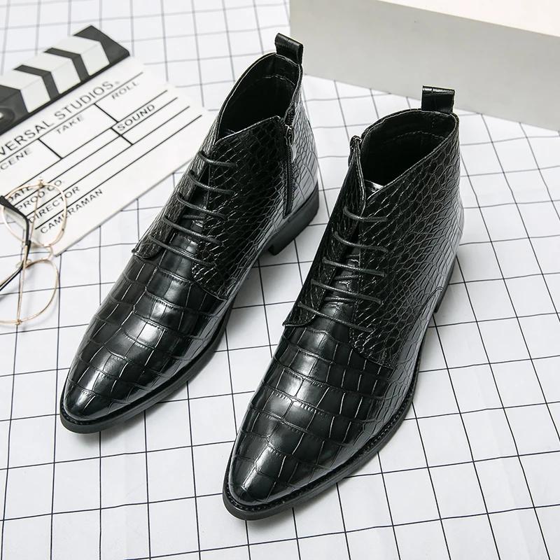 Fashion Autumn High Quality Men Ankle Boots Plus Size 48 Male Dress Boots Pointed Toe Business Casual Leather Shoes Men Chelsea Boots