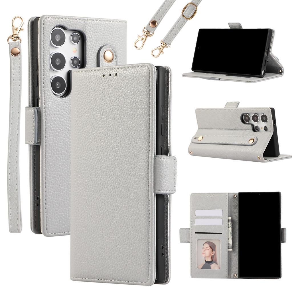 

Crossbody Wrist Card Leather Case For Samsung Galaxy S24 Ultra S23 FE S22 S21 Plus Note 20 A53 A54 A55 5G A34 A13 Stand Wallet A14 5G