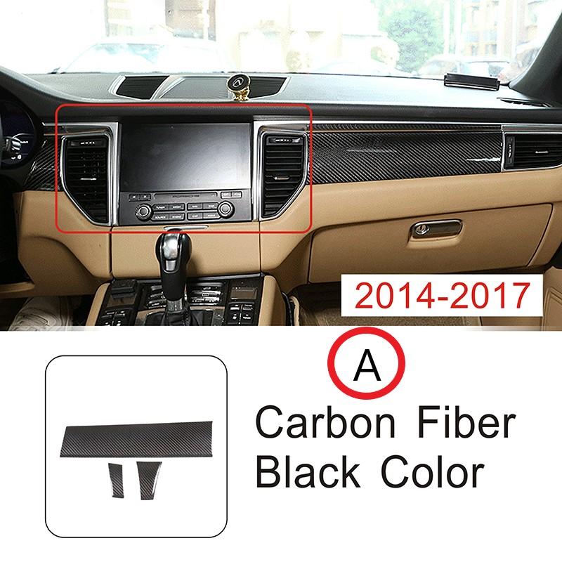 Car Accessories Center Console Dashboard Cover Decoration Air Vent Frame Trim Carbon Fiber Sticker For Porsche Macan 2014- 14-17 Carbon Black