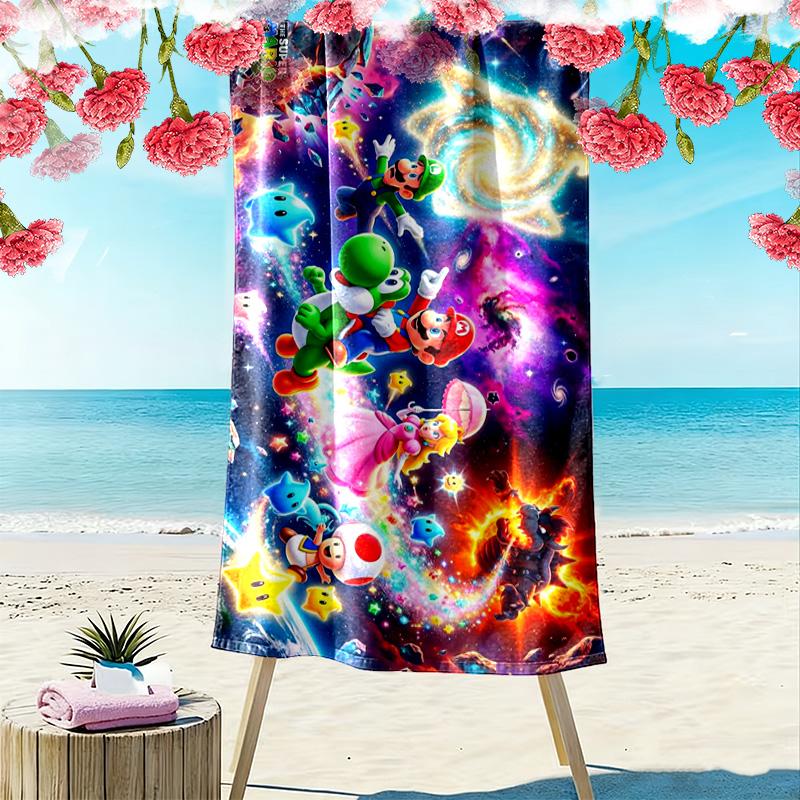 Bros Adventure Print Beach Towel, Large Soft Quick Dry Towel for Beach Camping Swimming