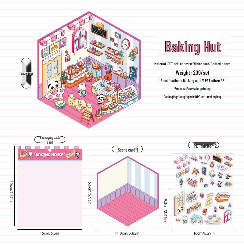 Fairy Tale Cottage 3D Landscape Stickers - Miniature Journal Decoration