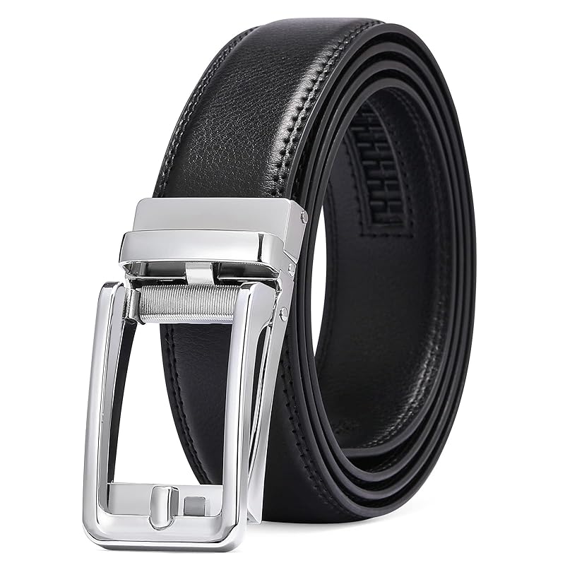 

[SENDEFN] belt men s genuine leather auto lock belt 3.5cm narrow width stepless adjustment business gentleman belt present father s day graduation