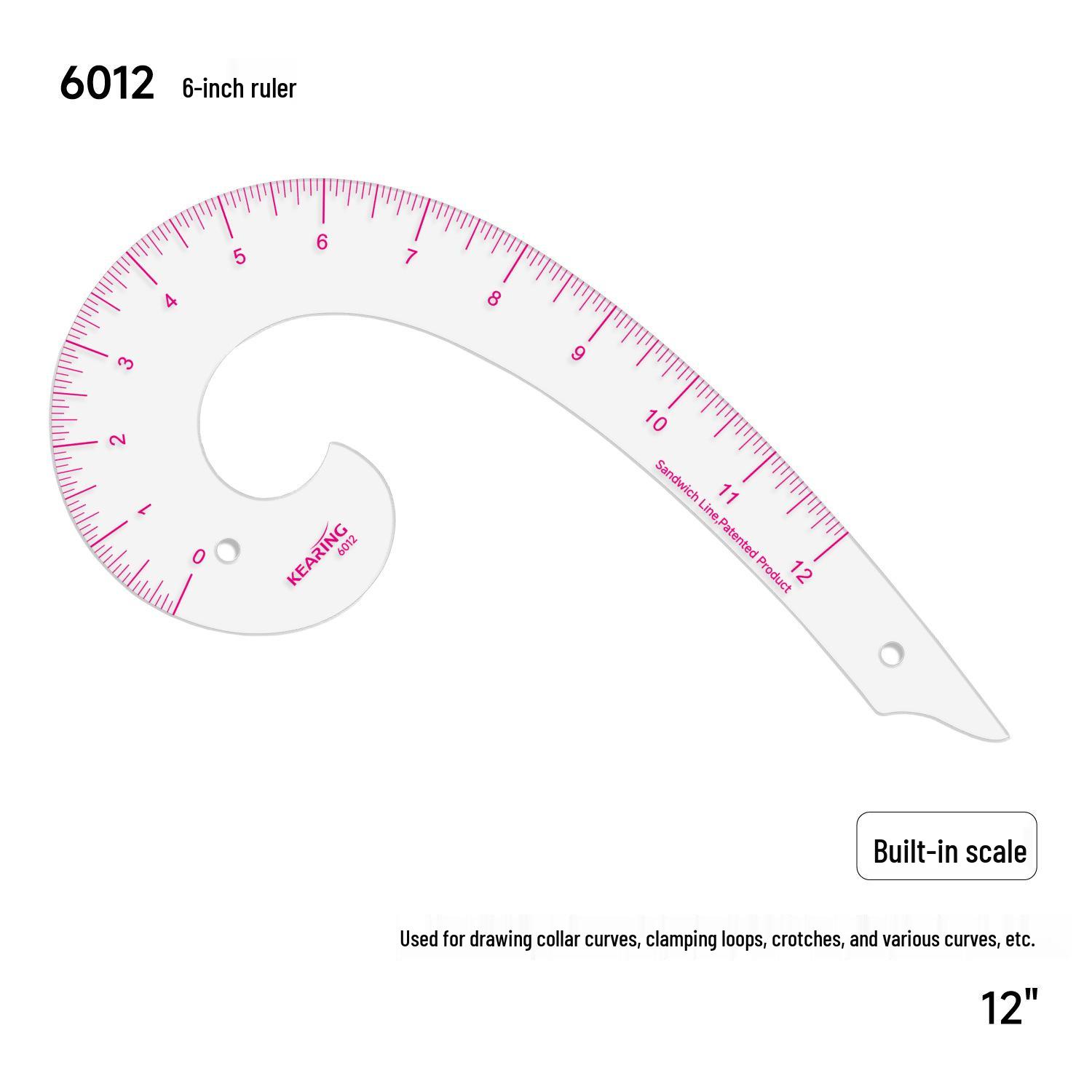 Keling 6-Inch Curve Multifunctional Design Ruler for Clothing Pattern Making