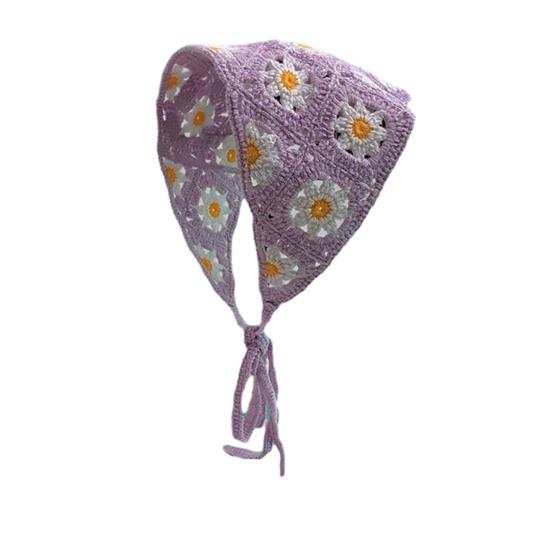 Frauen stricken Kopftuch häkeln Blumenmuster aushöhlen Kopftuch Mädchen Dreieck Stirnband Kopf Zubehör