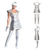 Bodysuit Space Silver Costume Halloween Cosplay Party Show Set Dress