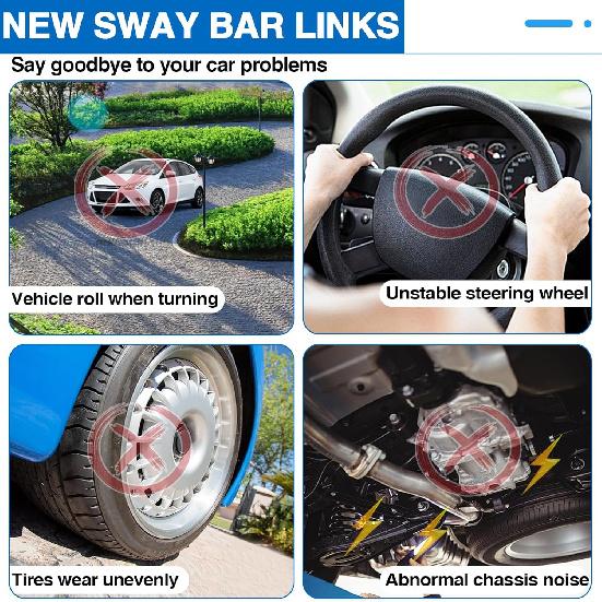 K700432 Front Stabilizer Sway Bar Links For 2007-2016 Chevrolet Chevy Silverado 1500 Tahoe Suburban Avalanche Cadillac Escalade GMC Yukon Sierra, 2