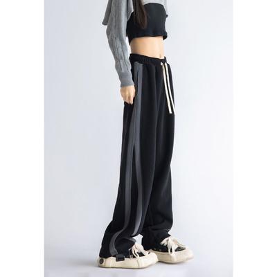 High Street Casual Wide Leg Pants for Women In Autumn and Winter, Loose, High Waisted, Hanging Straight Leg Sports Pants, American Style Sweatpants