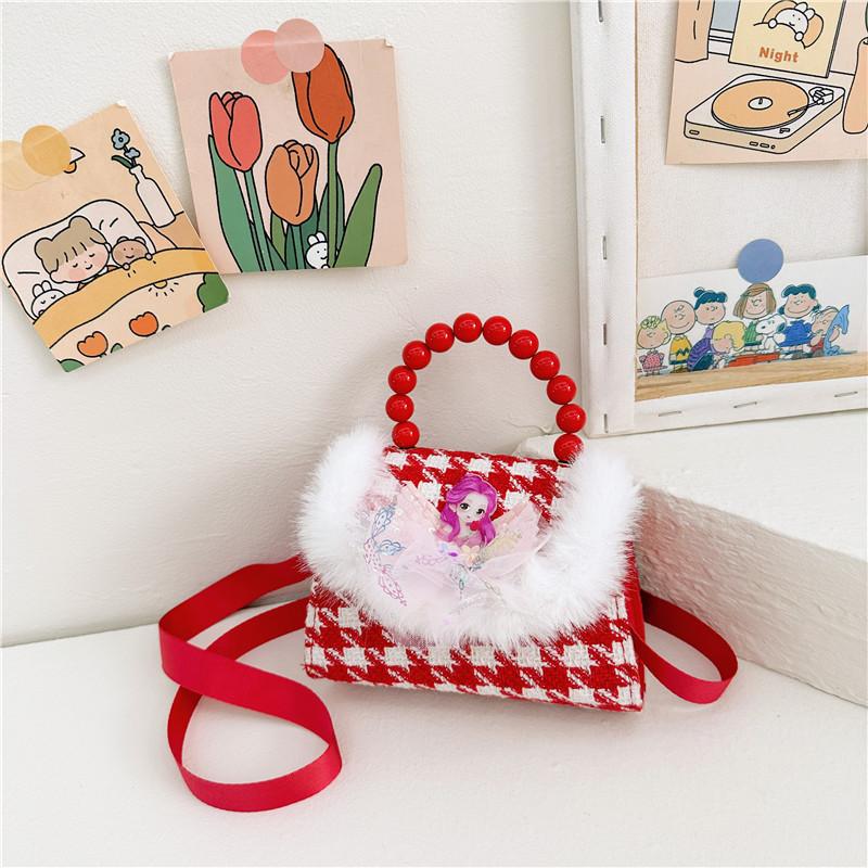 

Adorable Red Princess Bag For Kids With Charming Animal Pattern And Stylish Chain Strap StyleJ