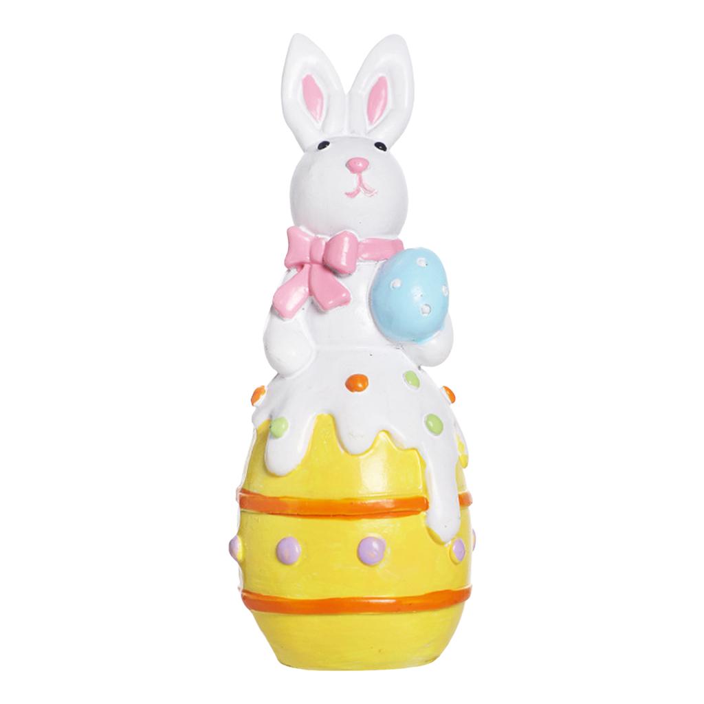 Easter Resin Bunny Table Decorations with Egg Charming Rabbit Ornaments for Parties and Celebrations
