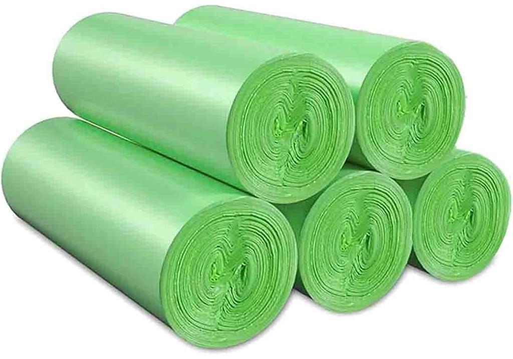 Small Trash Bags 4-Gallon Biodegradable - 100 Counts/ 5 Rolls Recycling and Degradable Garbage Bags Trash Can Liners for Bathroom Kitchen and Office