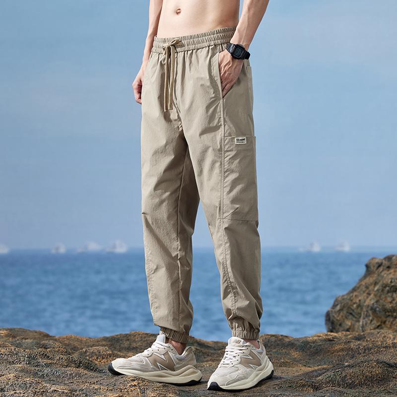 

Мужские летние джоггеры из ледяного шелка – Легкие, Свободного кроя, Модные, Универсальная повседневная рабочая одежда. L хаки