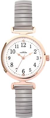 Uhr Analog Metallarmband Balgband Balg Edelstahl 5 ATM Wasserdicht für den Alltag Wasserdichte Uhr WP Nadi Grau [Feldarbeit] Damen MKJ3015-4