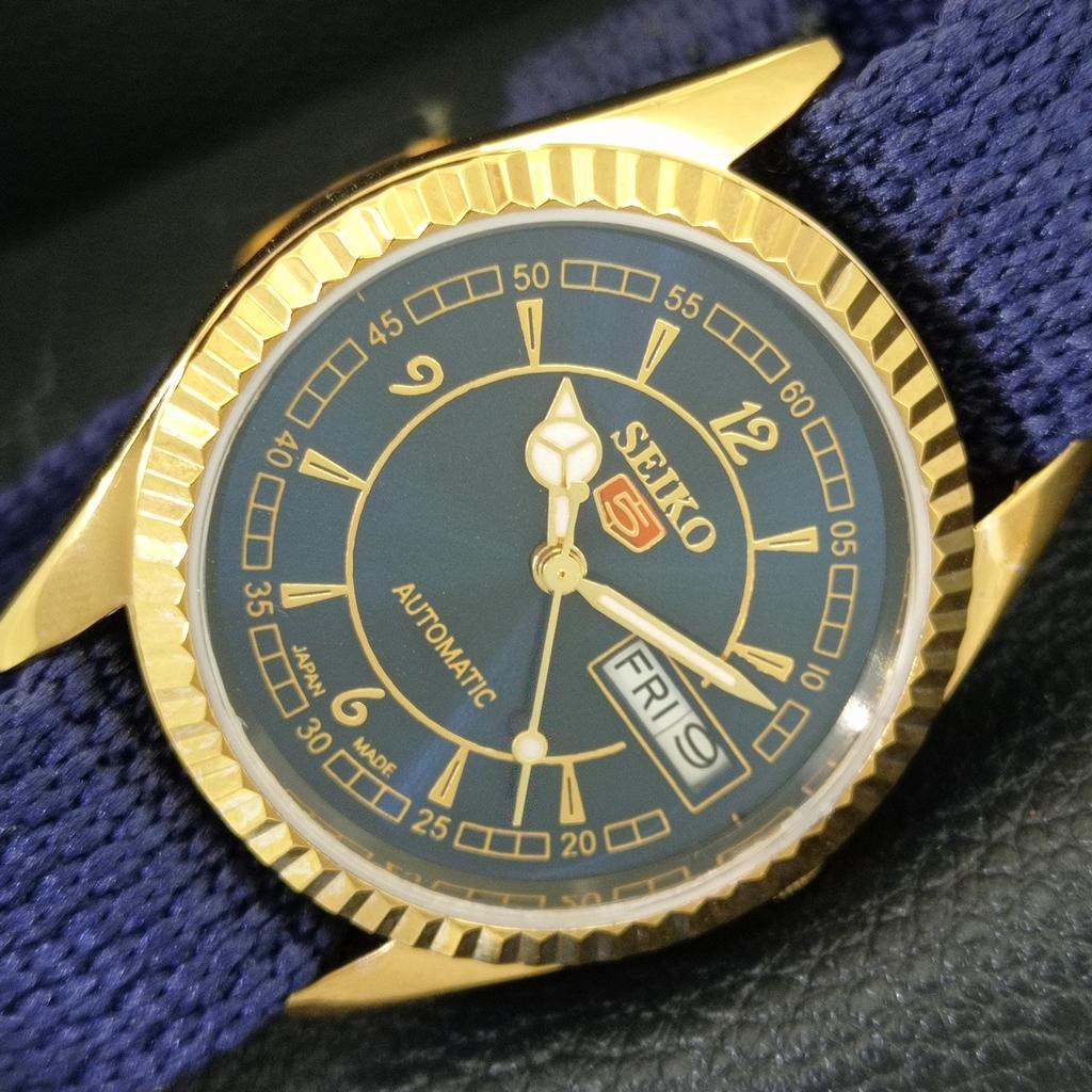 AUTOMATIC VINTAGE REFURBISHED SEIKO 5 6309A JAPAN MENS BLUE DIAL WATCH a443521-5