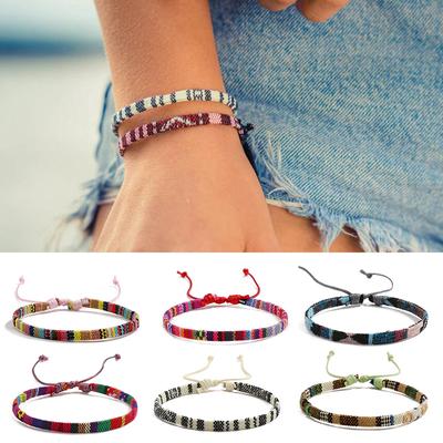 Frauen Männer Schmuck Vintage Seilarmband Boho Muster Mode Webart Handgefertigt Textil Armreifen Geflochtenes Armband 1 Stück