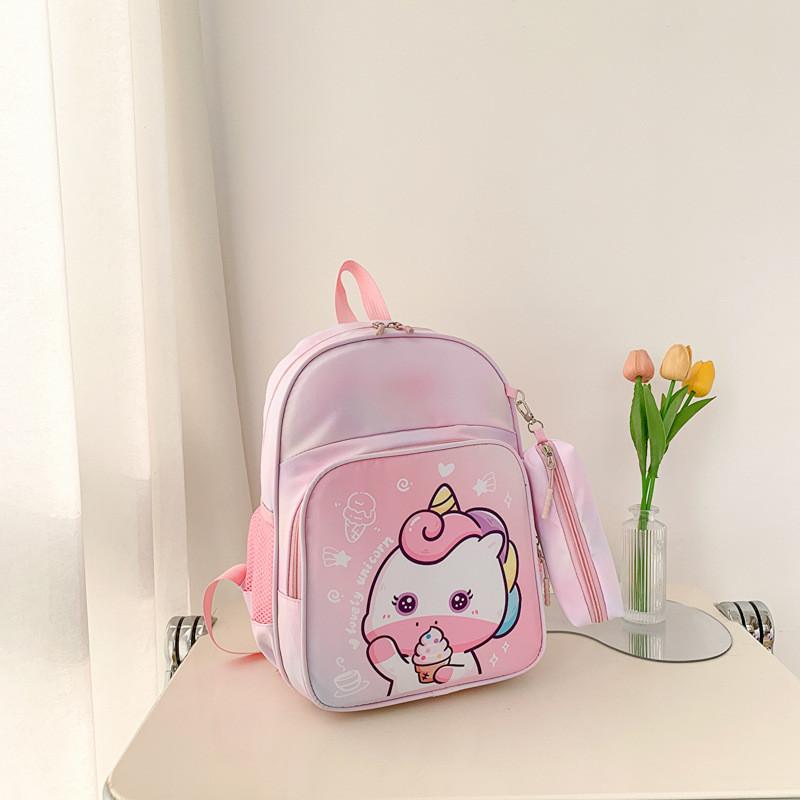 Adorable Children's Backpack For Girls With Cute Cartoon Bear Design Spacious And Lightweight Canvas Book Bag