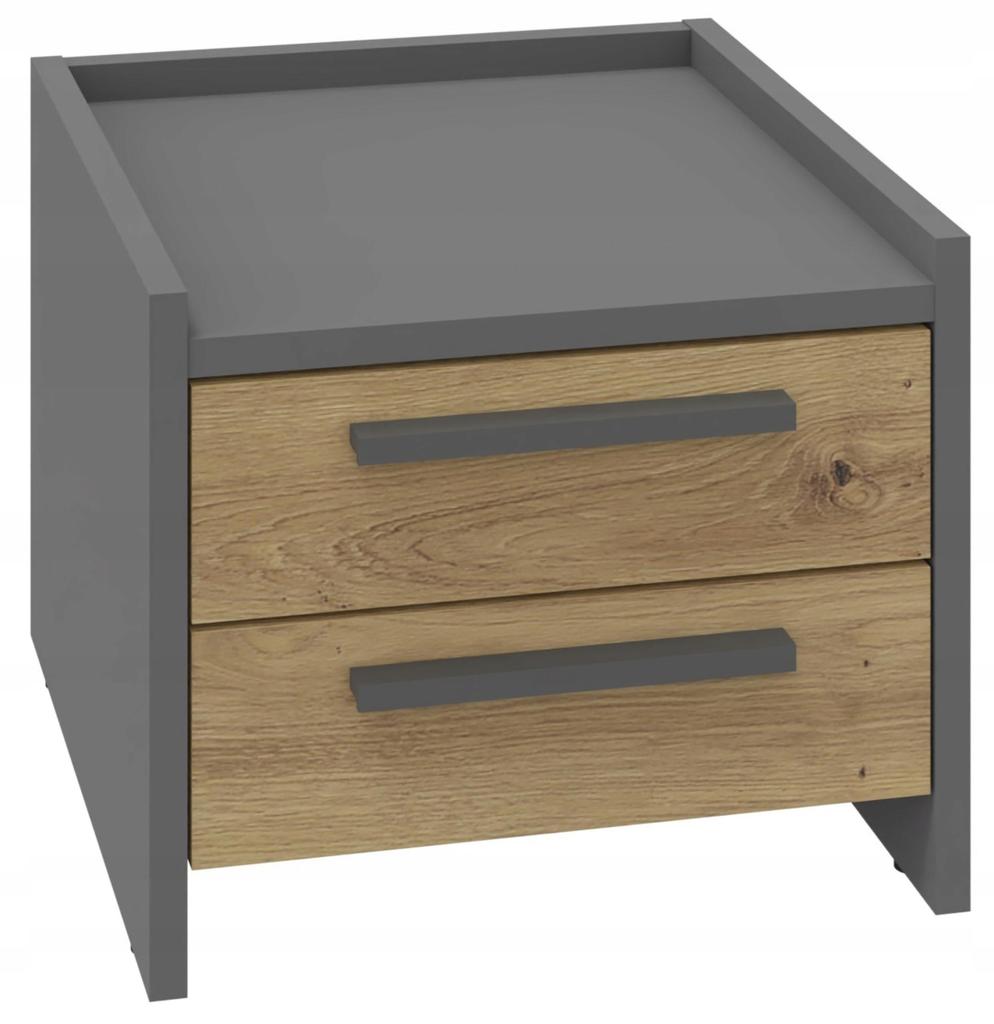 Altivo 2Sn Bedside Table, Artisan Oak-Anthracite, 2 Drawers, Low Bedside Table