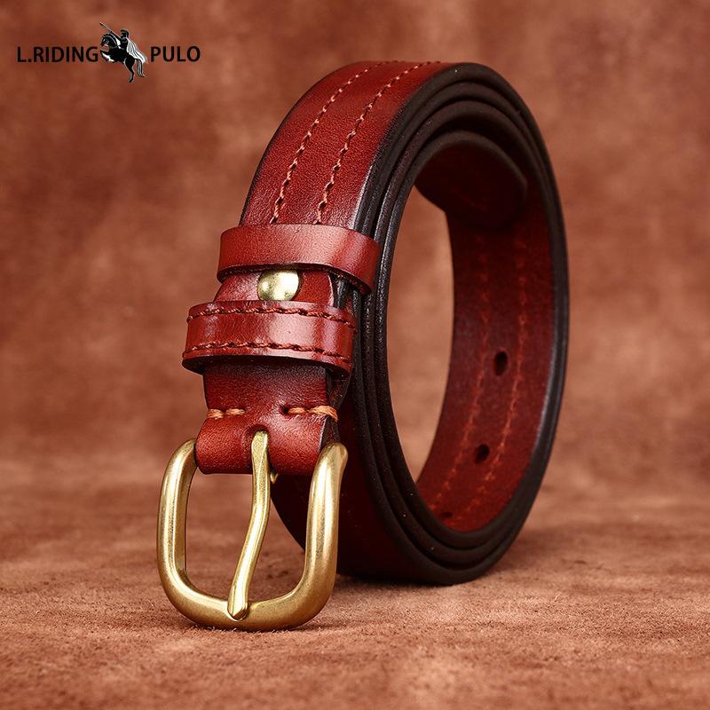 Retro Korean Style Fashion Trend All-match Copper Buckle Belt Women's Genuine Leather First Layer Cowhide Belt
