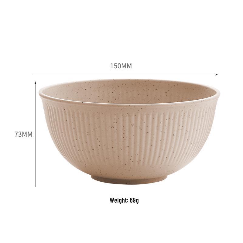 TK Exclusive Wheat Straw Bowl: 15cm Macaron Color, Vertical Stripe Design, Customizable with Logo