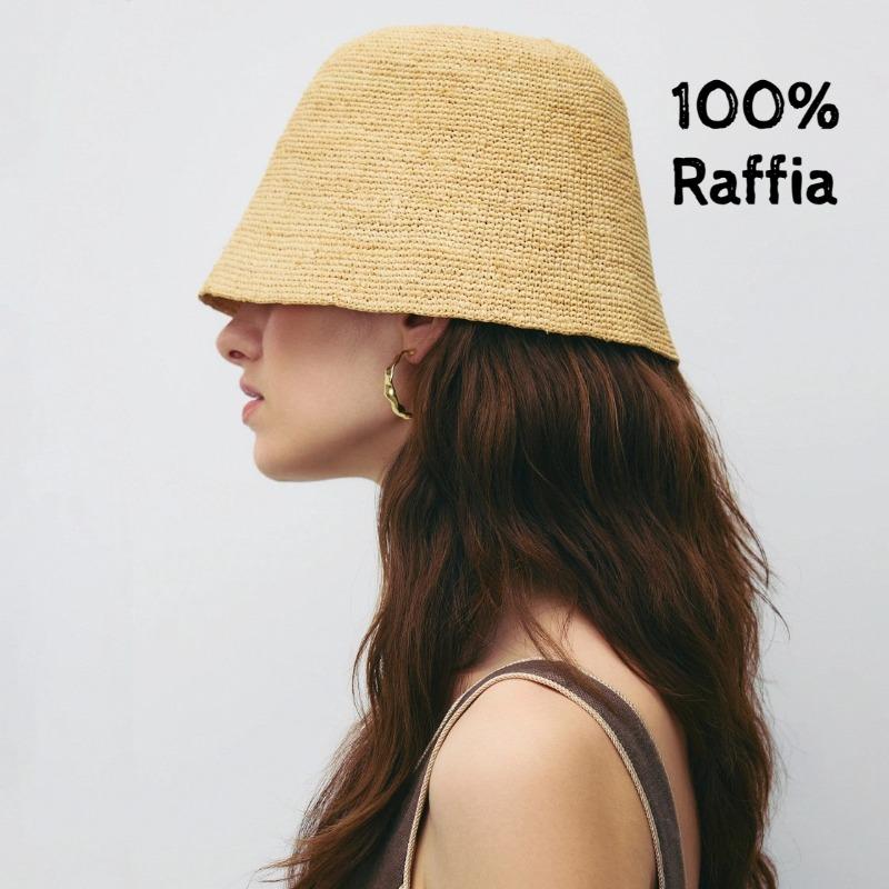 My Extreme Outdoor Activities Women's Fashion Natural Raffia Fine Needle Luxury Bucket Hat For Summer Sunshade Fisherman Hat Designer Wide Brim Basin Hat K Pop