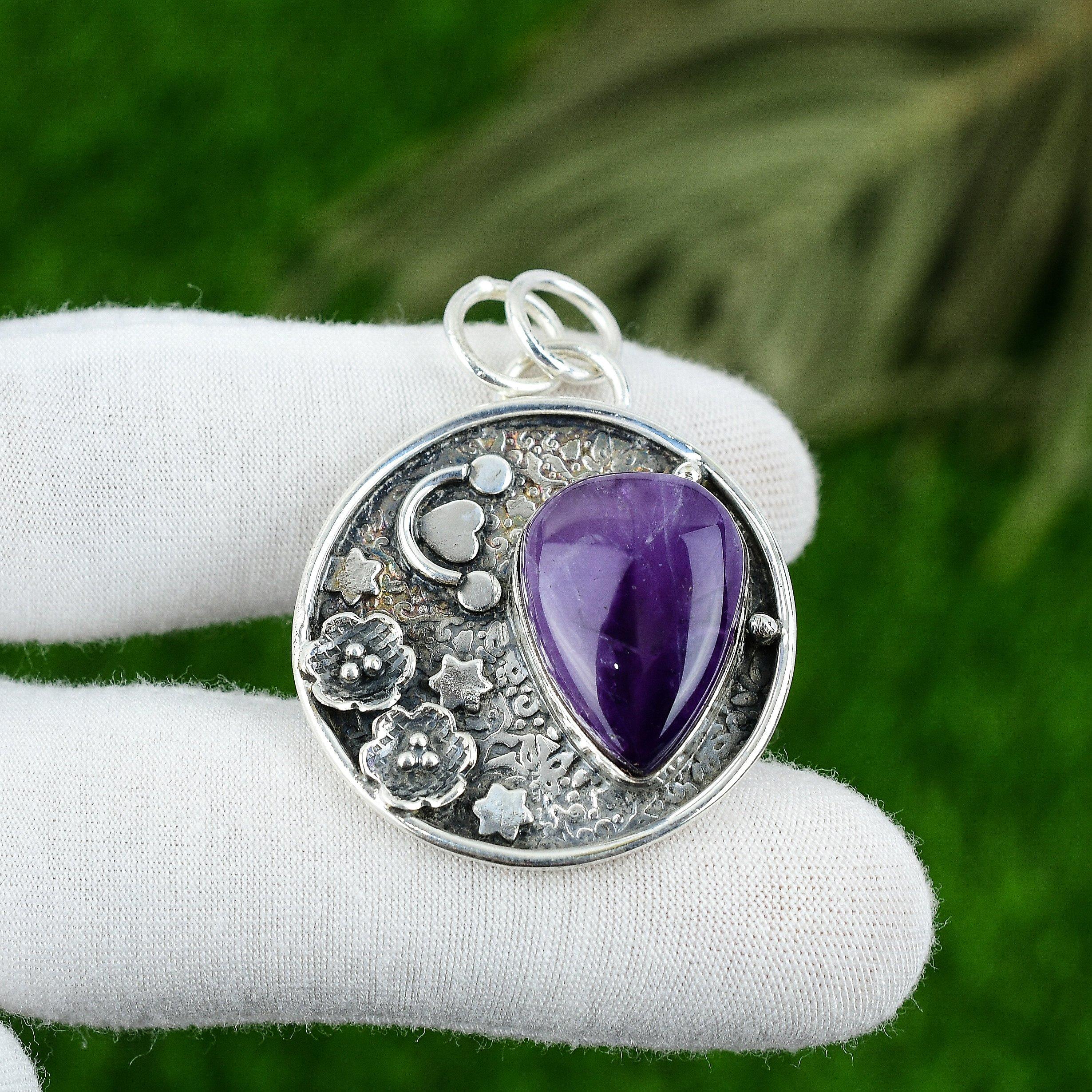 

Подарок на день рождения для нее Подвеска из натурального аметиста в форме звезды из стерлингового серебра 925 пробы