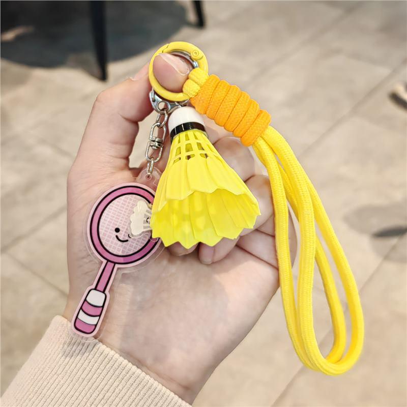 Rotating Badminton Racket Keychain: Cute Woven Pendant & Hand Rope Ornament - Perfect New Year Gift