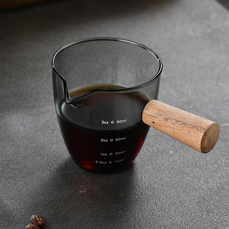 Coffee Extraction Glass Cup with Engraved Measure, High Temperature Resistance, Italian Espresso Oz Cup, Durable, Double Mouth,