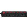 LogiLink Power Strip 6 Sockets 1.5m 7 Switches Surge Protector Black