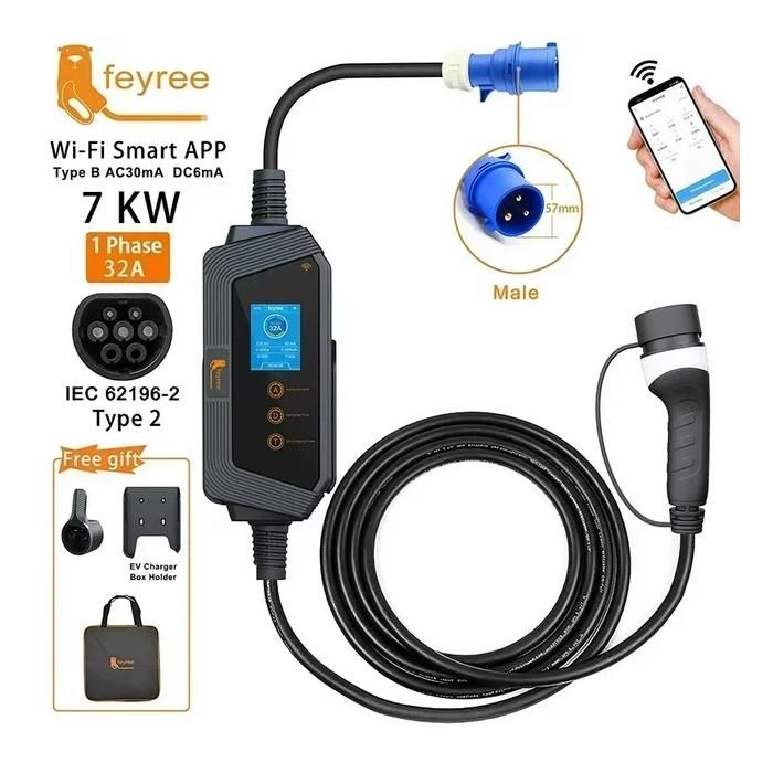 Station de Charge pour Véhicules Électriques, Câble Wallbox Type2, Contrôle APP WIFI, 7KW APP