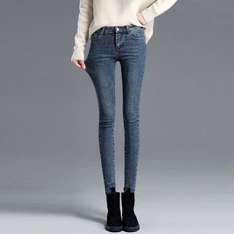 

Женские облегающие джинсы-карандаш с высокой талией и эластичным кроем - Коллекция Весна/Осень/Зима 2021 31 синий/серый