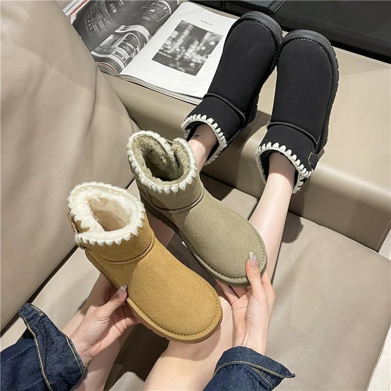 Fashion Women's Ankle Boots Short Plush Warm Snow Boots 2024 New Winter Casual Comfortable Suede Fur Thick Bottom Women Boots