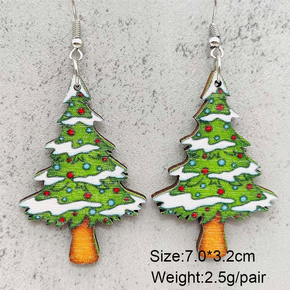 Festive Wooden Earrings: Gingerbread Man, Christmas Tree, Santa Claus, Snowman Prints