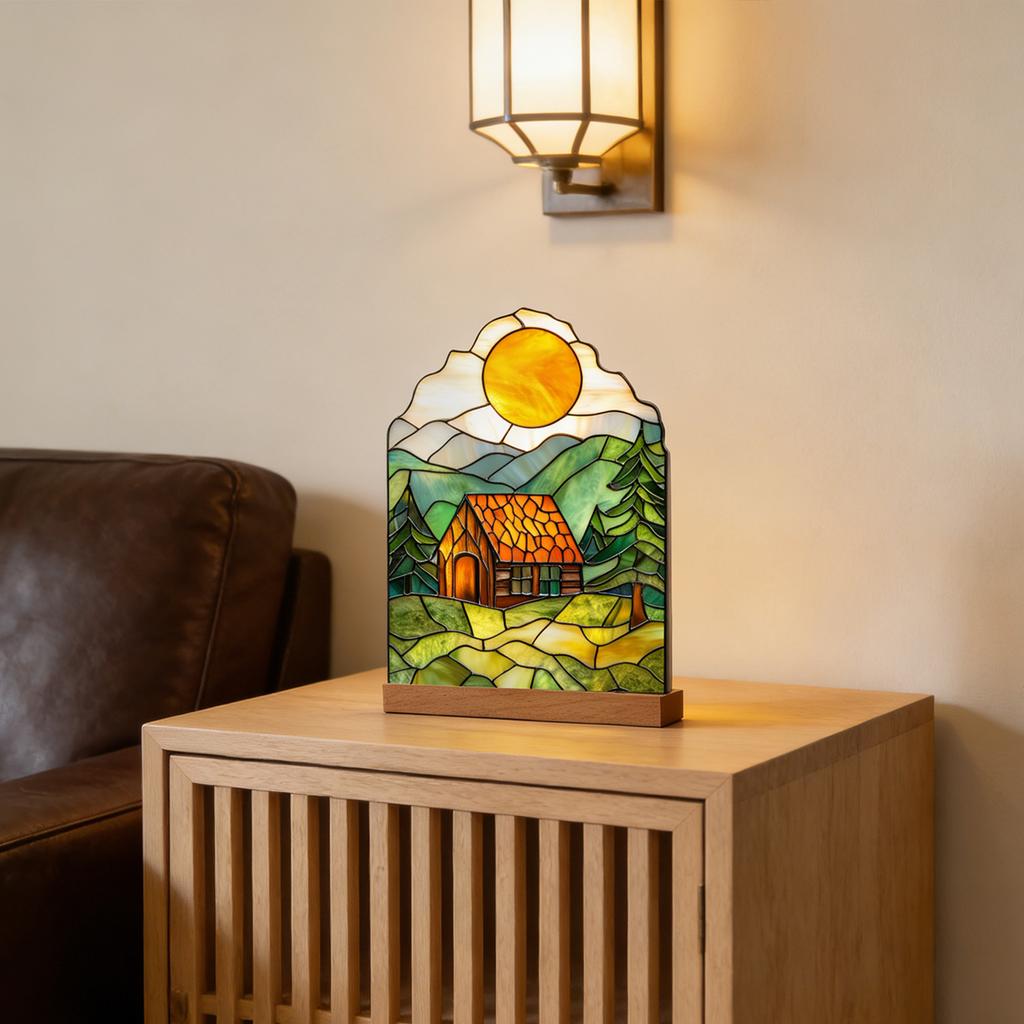Minimalist 2D Flat Decorative Piece With Base, Multi Colored Acrylic Craft, Suitable For Desktops, Bookshelves, And Other Artistic Decorations.