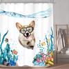 Kids Dachshund Dog Shower Curtain – Nautical Ocean Theme with Fish, Turtle, Coral & Anchor, Cute Blue Fabric Decor,