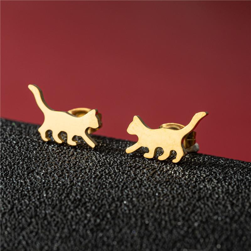 Cute Cat Stainless Steel Stud Earrings for Women Persian Cat Ear Jewelry Girls Student Birthday Earring Gifts Accessories