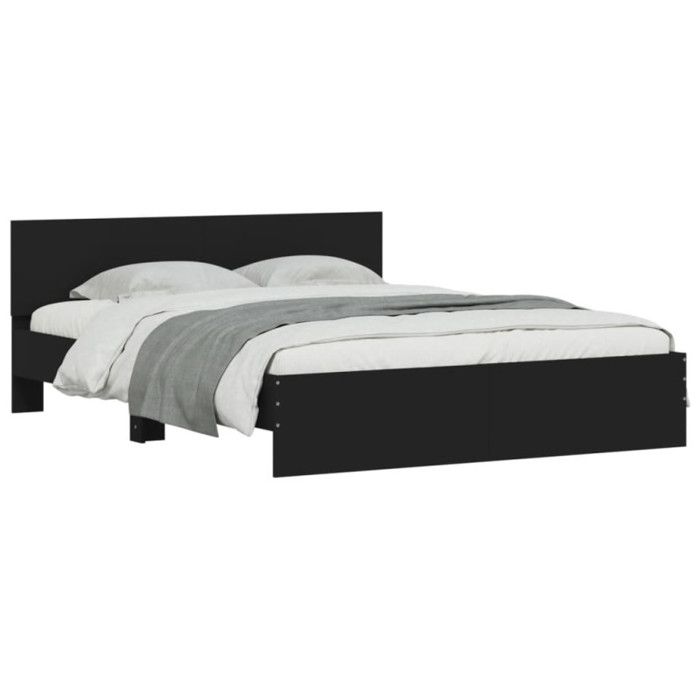 VidaXL Bed Frame with Headboard Black 140x190 Cm 3207498