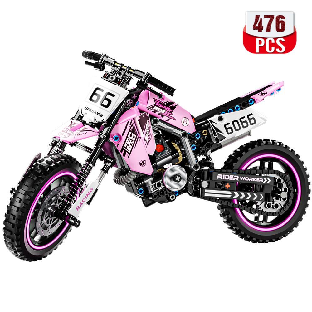 New!Technical MOC Racing Motorcycle Model Building Blocks Expert Off-road Locomotive Vehicle Model Bricks Toys Gift for Children