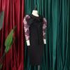 Large Size Women Spring Autumn Fashion Medium Sleeves Dress Ladies Elegant One Piece Patchwork Sheath Dress