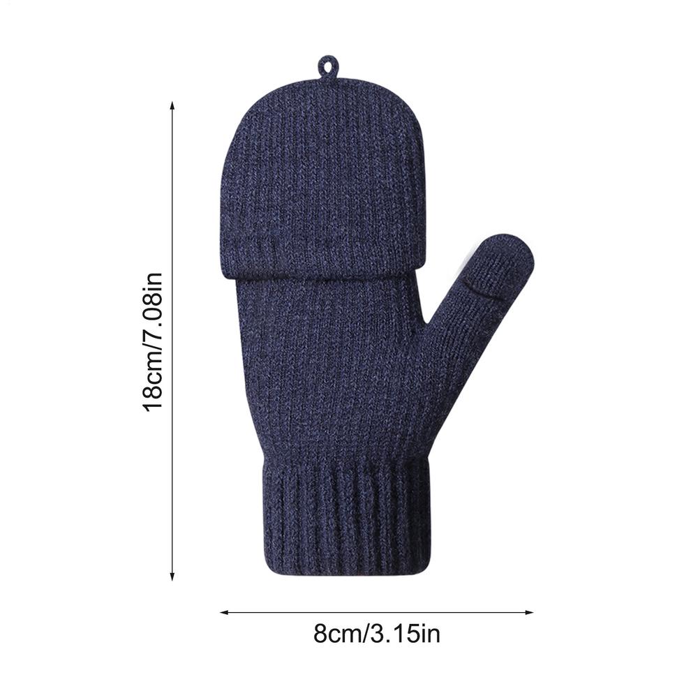 Winter Knitted Touchscreen Fingerless Convertible Mittens Gloves for Women Cycling Cold Weather Warm Mittens with Flap Cover