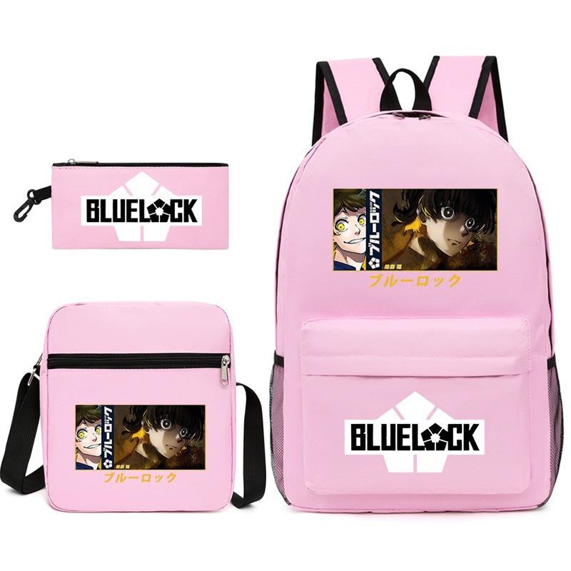 Large Capacity Schoolbag with Shoulder Strap; Student Three-piece Pencil Case Set