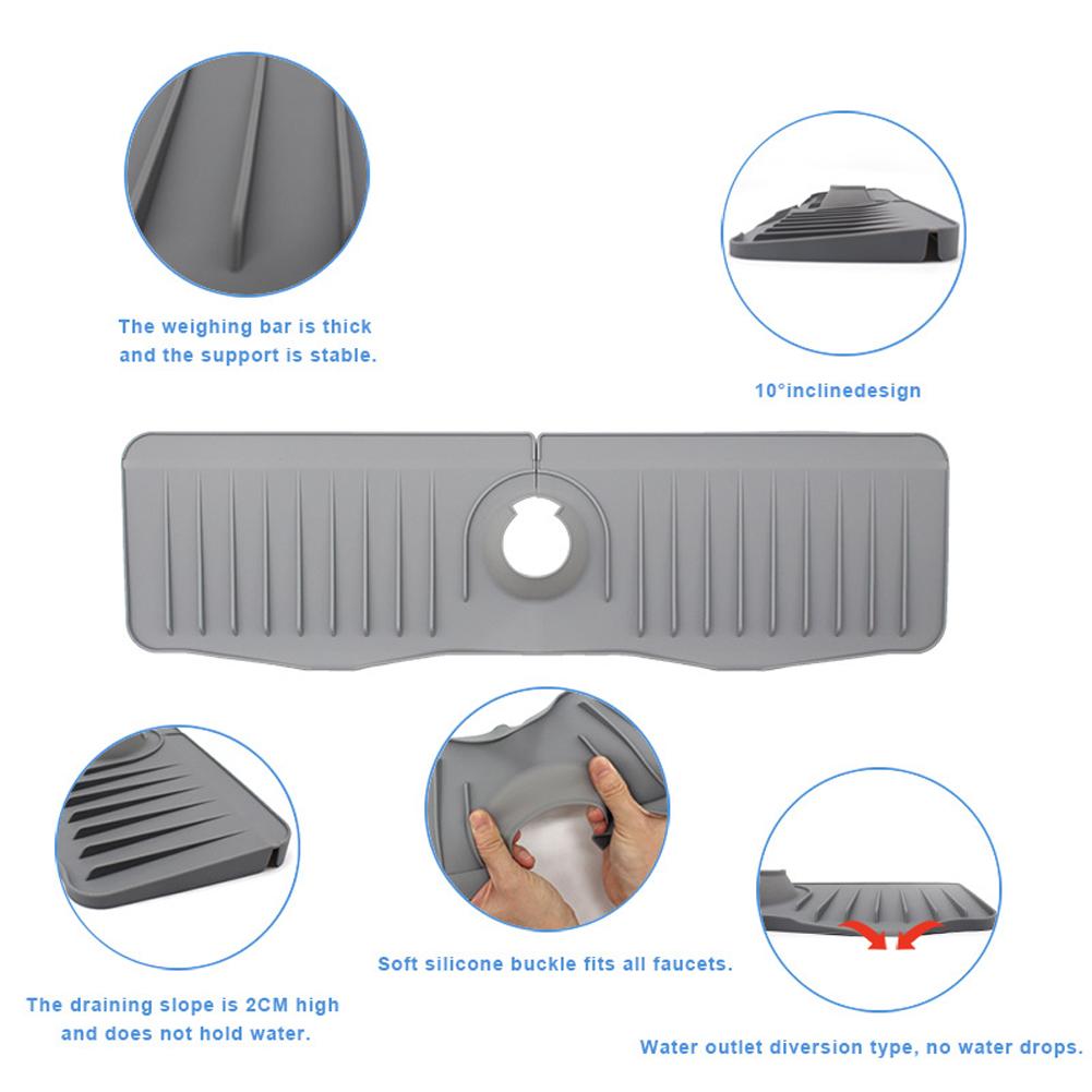 Bathroom Countertop Protector Silicone Faucet Handle Drip Catcher Tray Anti-Spray Waterproof for Kitchen Sink Accessories
