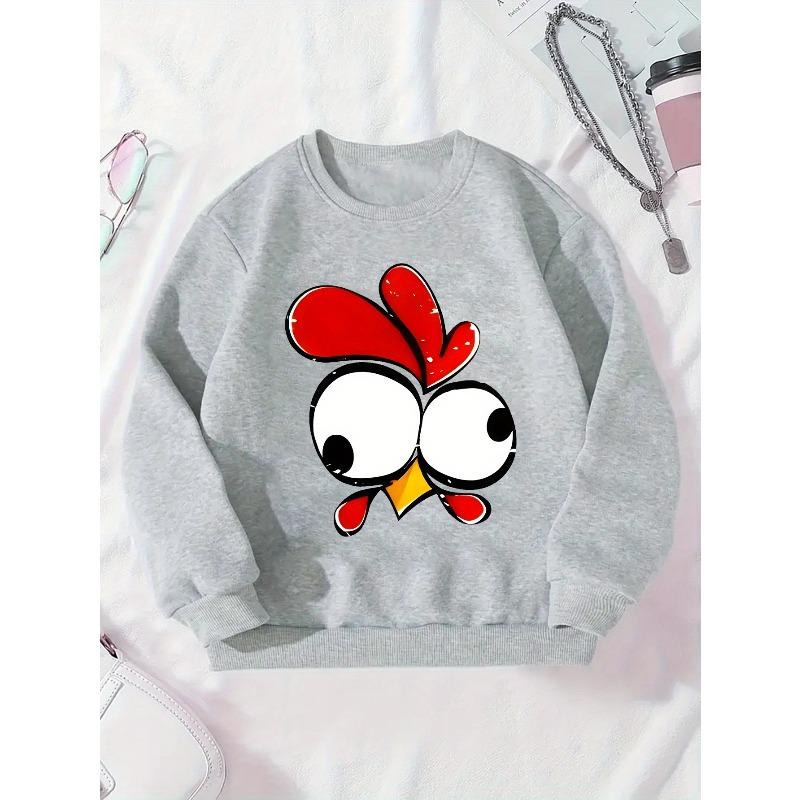 Girls' Round Neck Sweatshirt with A Pattern
