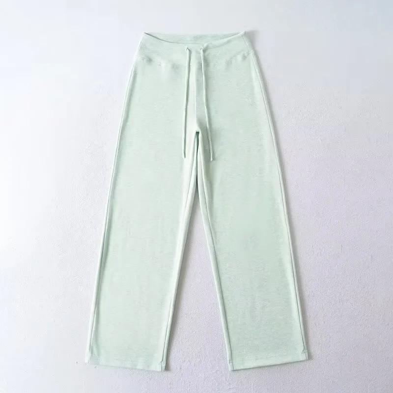 

Женские удобные спортивные штаны с низкой посадкой и широкими штанинами - Весенне-летние брюки в пол на кулиске, стройнящие Medium