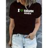 Women Simple Heart Print Short Sleeve Tee Casual Summer Holiday Comfort Top