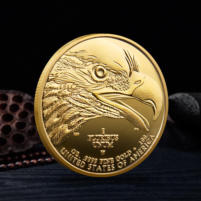 Eagle Head Knight Commemorative Medal Metal Plated Gold and Silver Coins Collection Crafts Ornament Commemorative Coins Metal Crafts