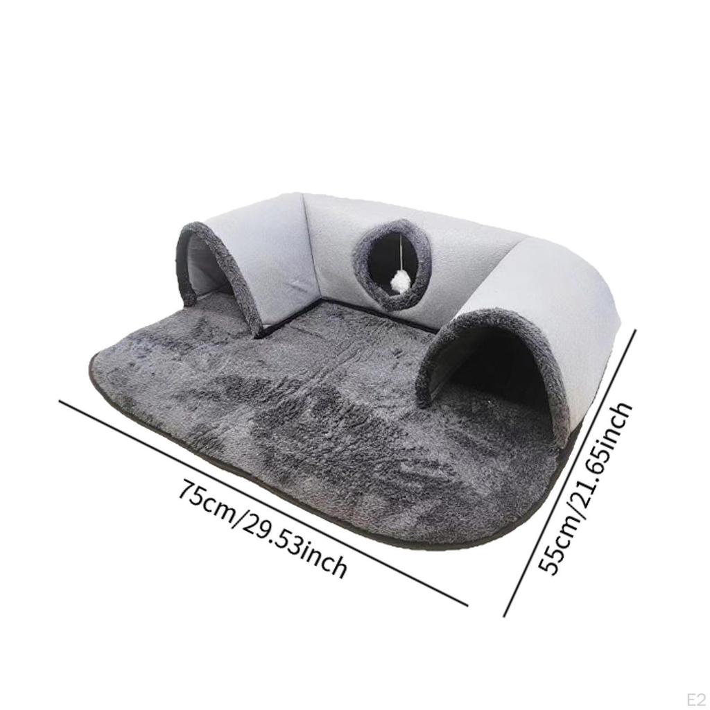 Function Cat Tunnel Bed Hideaway with Hanging Toys Play Area for Indoor Cats And Bunnies