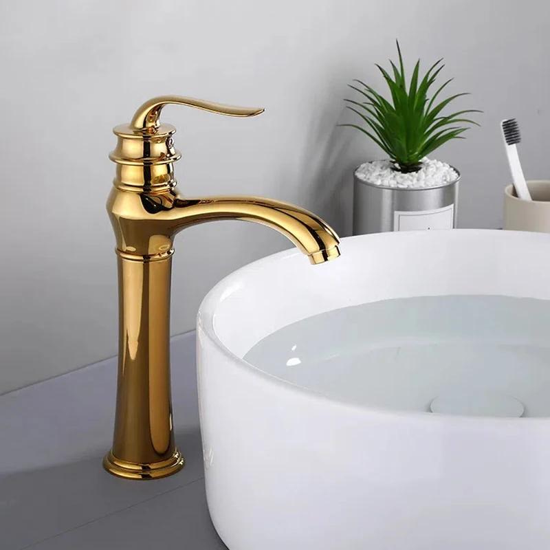 Luxury Basin Faucet Modern Bathroom Washbasin Faucet Gold Hot Cold Mixer Tap Basin Sink Faucet Single Handle Kitchen Accessories
