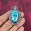Blauer Türkis Handgemachter Edelstein Anhänger, 925 Sterling Silber Antik Schmuck Anhänger, Für Verlobungsgeschenk