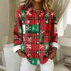 Women's Shirt Blouse Christmas Print Button Long Sleeve Casual Basic Shirt Collar Regular Top