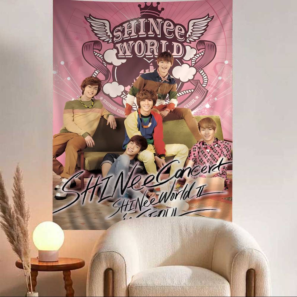 Korean SsHINee Kpop Band Cartoon Tapestry Art Science Fiction Room Home Decor Art Home Decor 74x94cm(29x37in)
