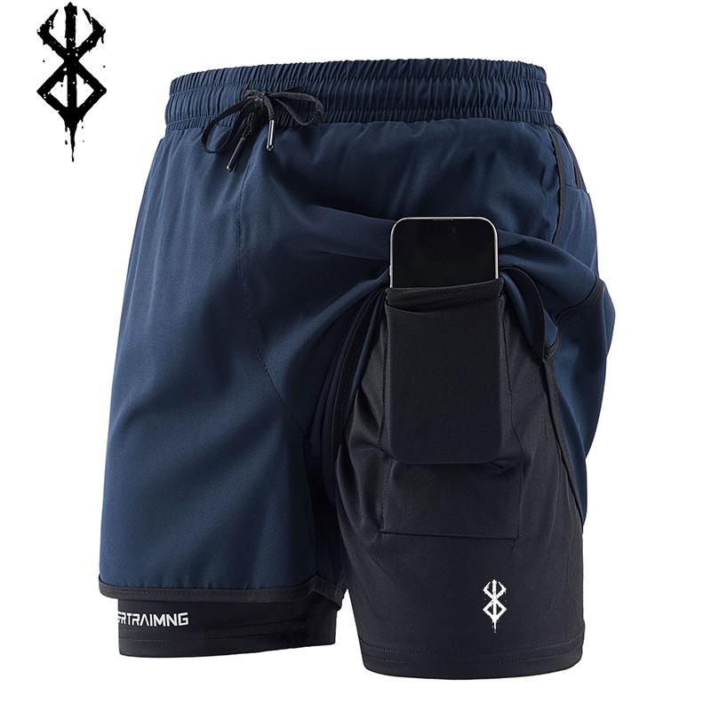 Men Summer Shorts Running Sports 2 in 1 Quick Dry Workout Training Gym Fitness Jogging Shorts Pants